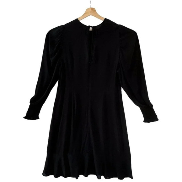 next Black Long Puff Ballon Sleeve Elastic Smocked Cuff Midi Dress Plus Size 14 - Picture 5 of 12